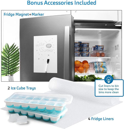 14-Piece Stackable Clear Fridge Organizer Bins - Acrylic Refrigerator and Freezer Storage Solution