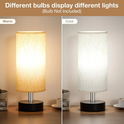 Set of Two Minimalist Small Table Lamps for Bedroom, Nightstands, Desks, and Living Areas