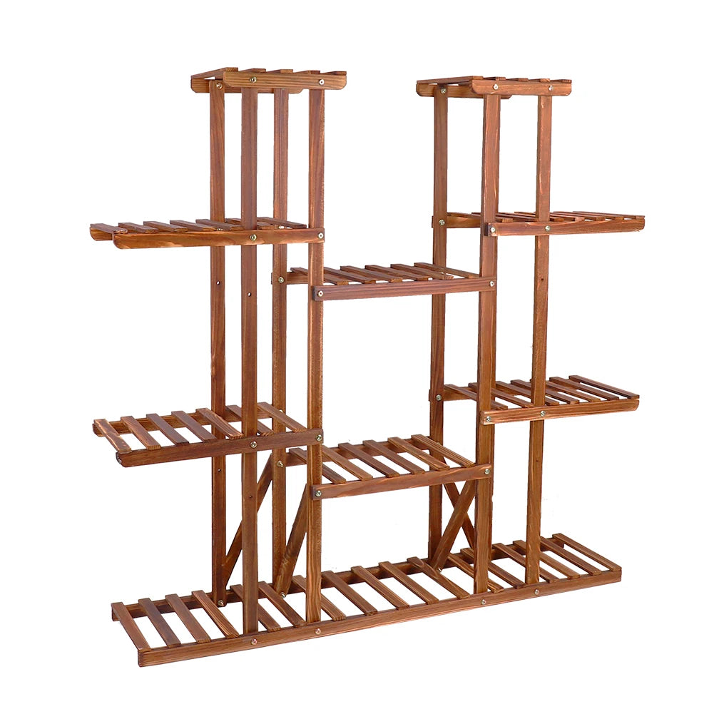 UNHO 46-Inch Multi-Tier Wooden Plant Stand - Stylish Flower Rack with 16 Shelves for Indoor & Outdoor Display