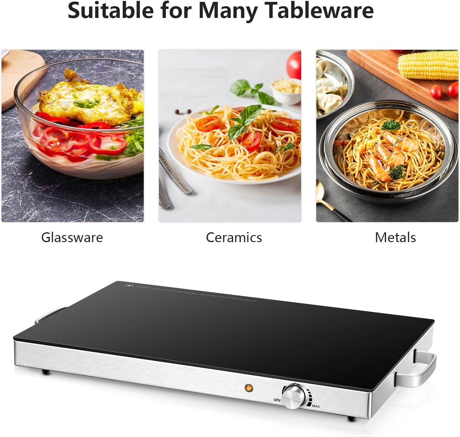 Electric Food Warmer Set - 2 Pack 22''X15'' Adjustable Temperature Buffet Warmers with Tempered Glass Surface - Perfect for Parties, Events, and Restaurants