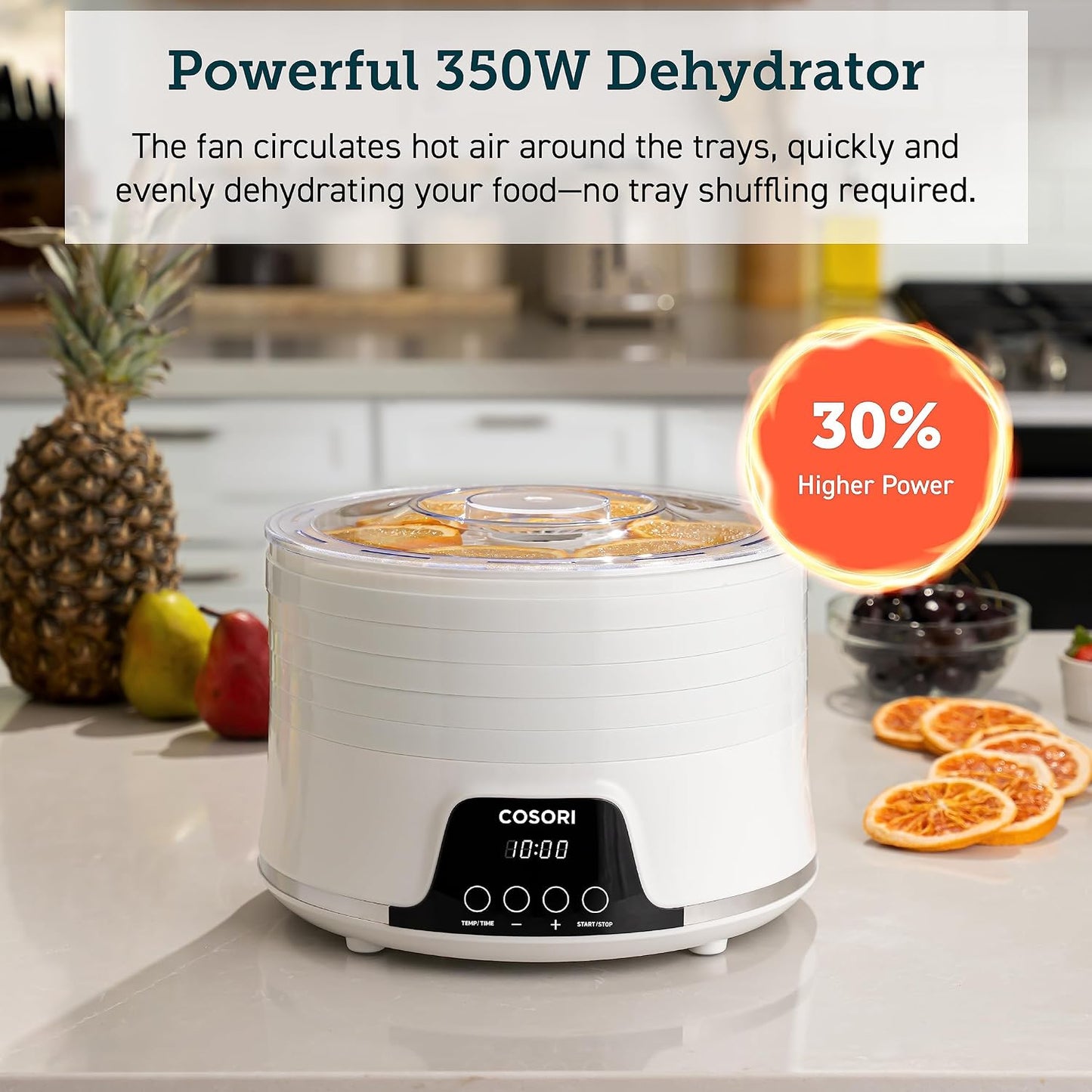 Premium Food Dehydrator with 5 BPA-Free Trays, Adjustable 165°F Temperature Control, 350W Power