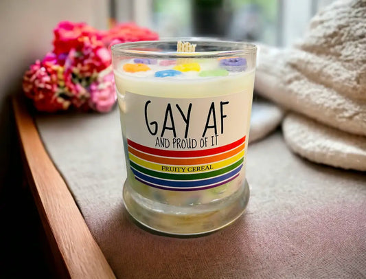 Celebrate Pride with GAY AF Soy Candle - Fun, Fruity, and Fabulous!