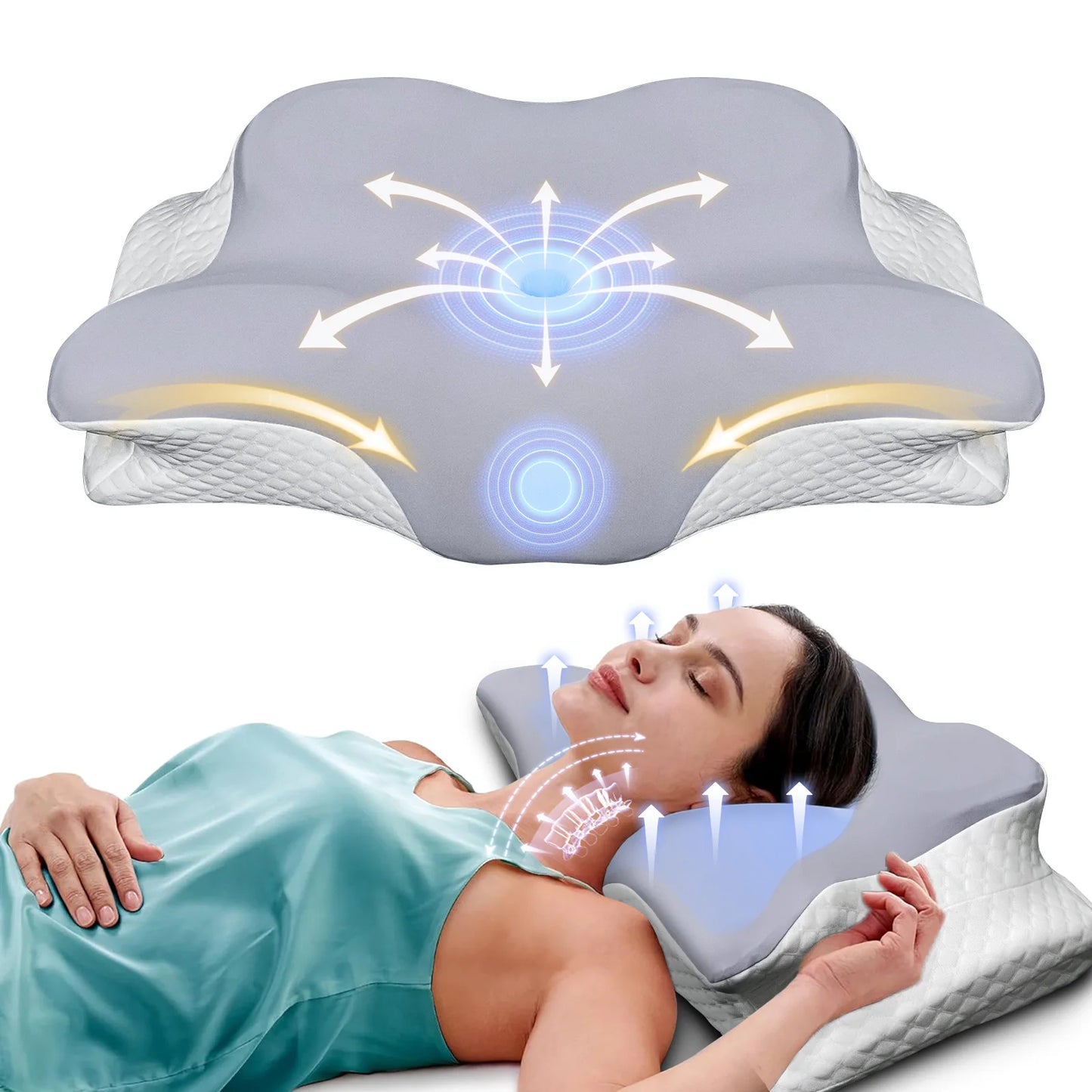 Butterfly Shaped Memory Foam Neck Pillow - Ultimate Cervical Support for Pain Relief and Relaxation
