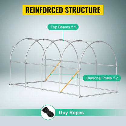 Durable Walk-In Tunnel Greenhouse with Galvanized Frame & Waterproof Cover - Multiple Sizes Available!