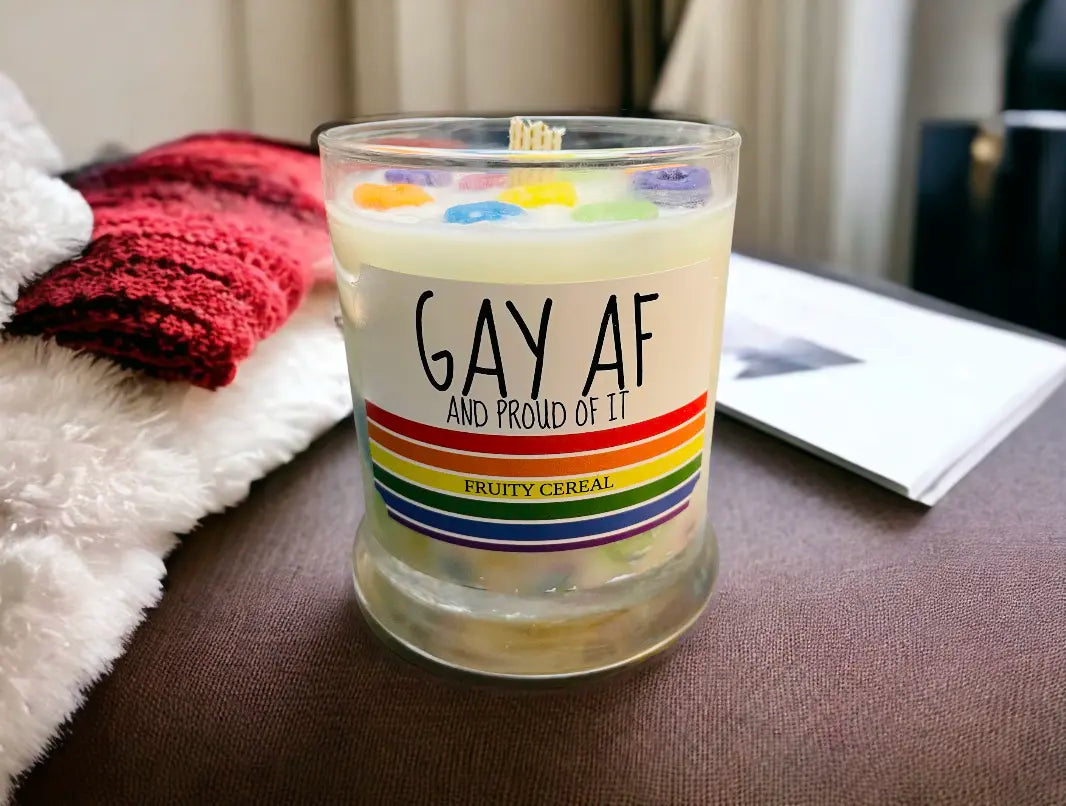 Celebrate Pride with GAY AF Soy Candle - Fun, Fruity, and Fabulous!
