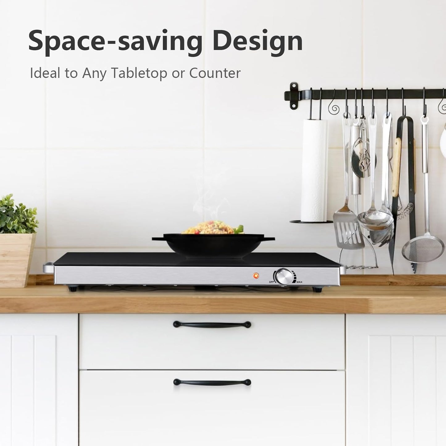 Electric Food Warmer Set - 2 Pack 22''X15'' Adjustable Temperature Buffet Warmers with Tempered Glass Surface - Perfect for Parties, Events, and Restaurants