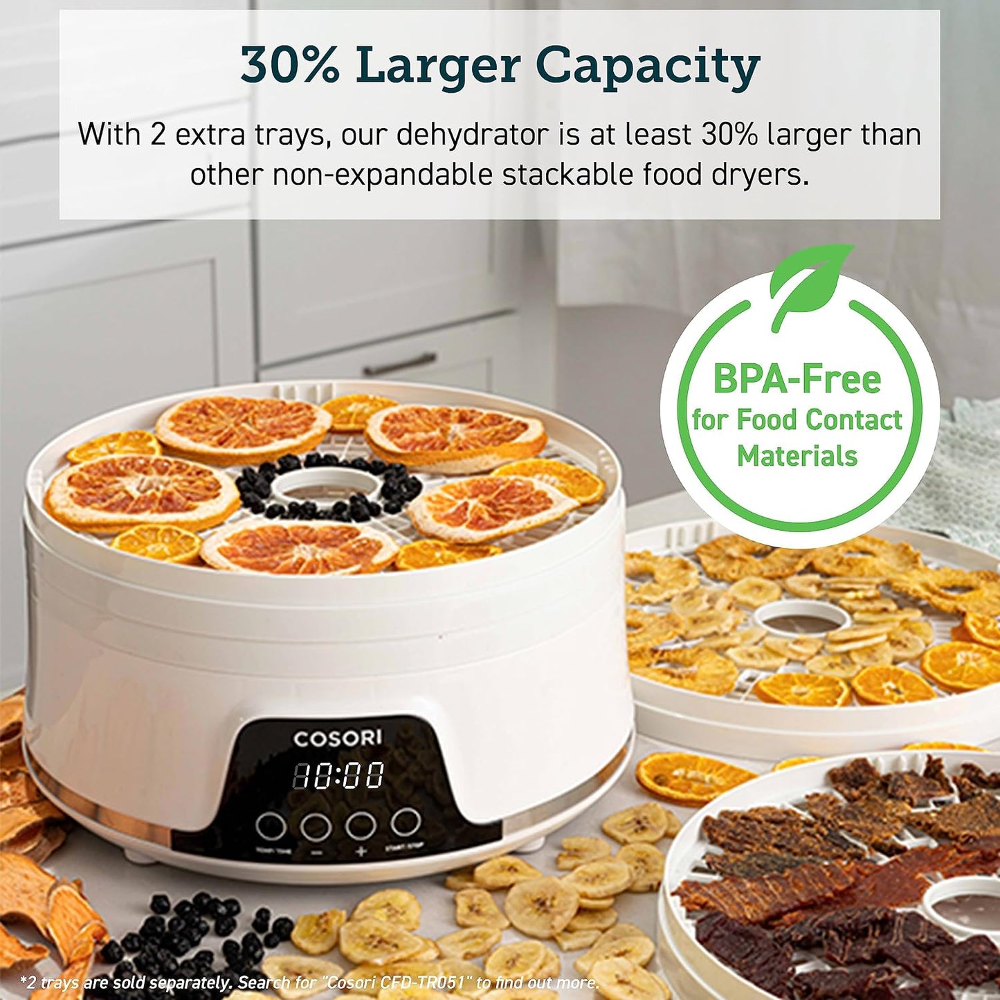 Premium Food Dehydrator with 5 BPA-Free Trays, Adjustable 165°F Temperature Control, 350W Power