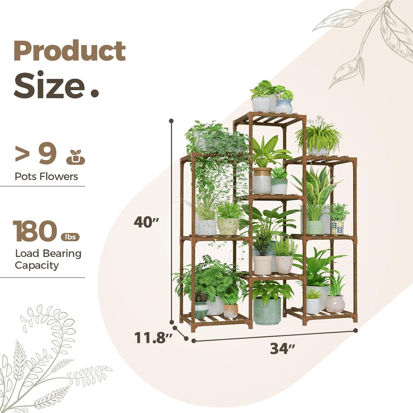 Elevate Your Greenery: 4-Tier Wooden Plant Stand - Stylish Indoor/Outdoor Rack for Boho Living Spaces and Gardening Enthusiasts