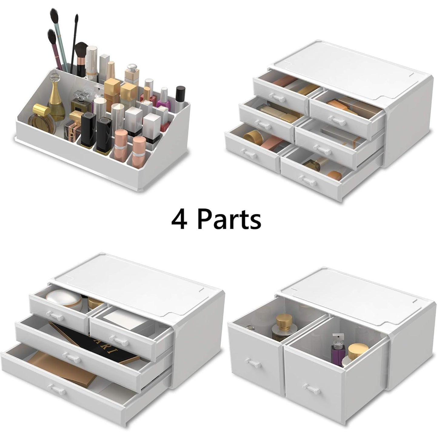 Elegant 12-Drawer Makeup Organizer - Stylish White Cosmetic Storage Solution