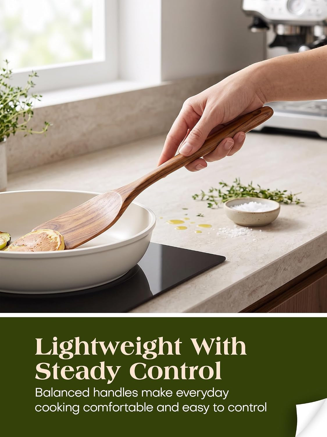 Premium 10-Piece Teak Wood Kitchen Utensil Set - Heat-Resistant, Nonstick Cooking Tools Including Spoons, Spatula, Ladle, Tongs, and Egg Whisk