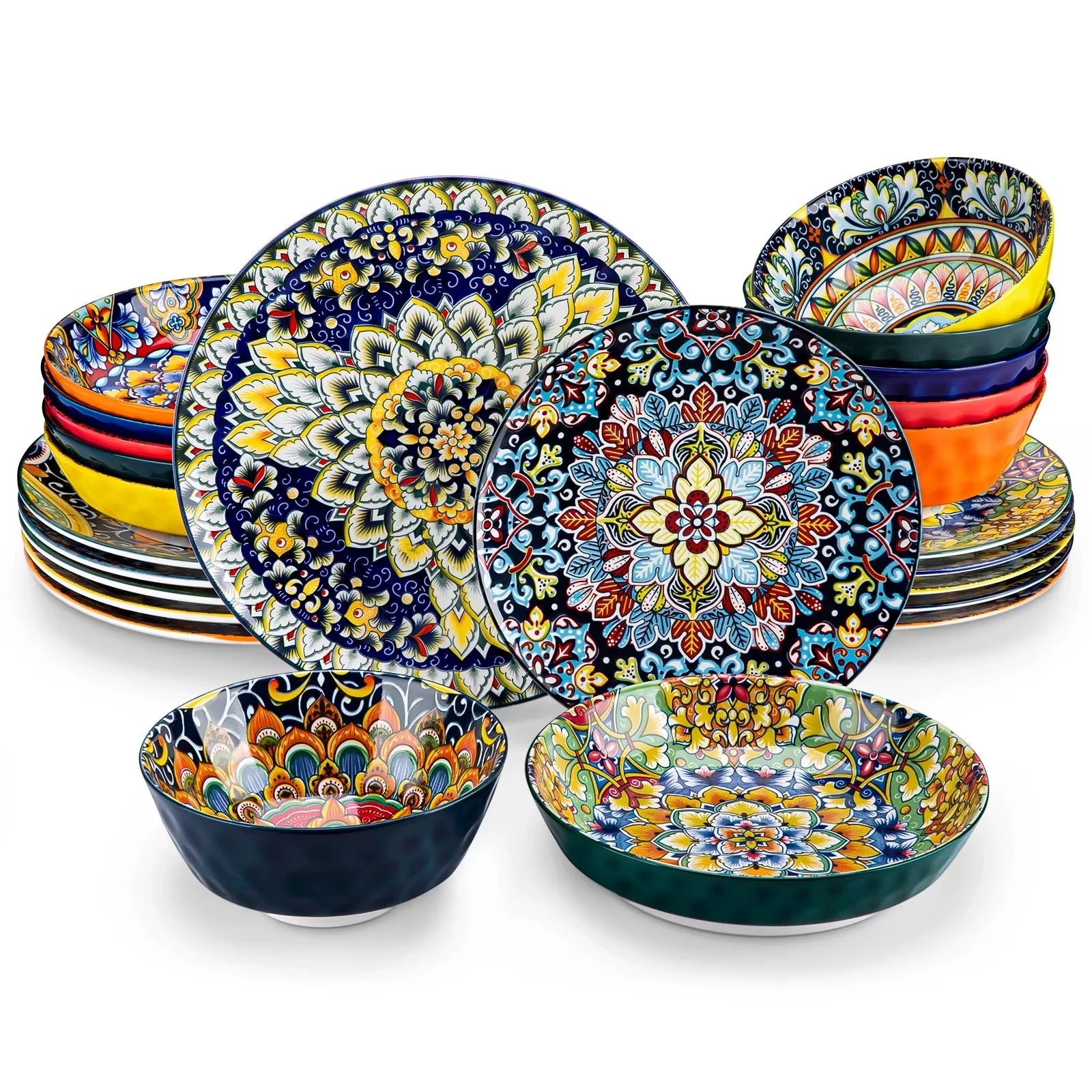 Transform Your Dining with the Vancasso Bohemian Ceramic Dinnerware Set – Stunning Stoneware Plates & Bowls for 6, Perfect for Every Occasion!