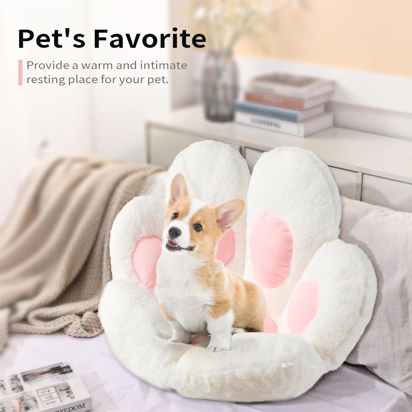 Adorable Cat Paw Cushion - Kawaii 31.4" x 27.5" Comfy Seat Pad for Gaming Chairs, Sofa & Office Decor - Cute White Floor Pillow