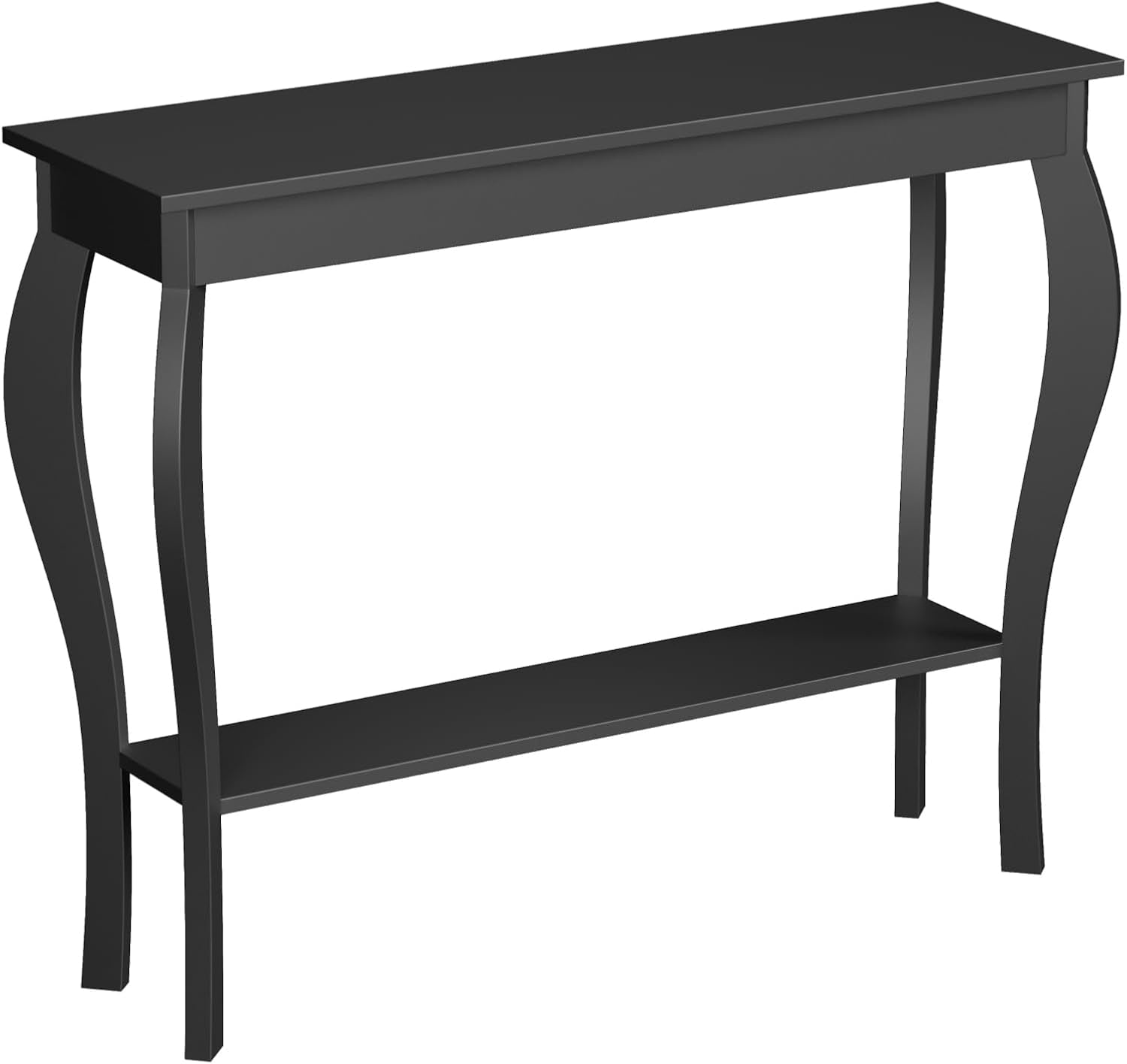 Stylish 39" Black Narrow Entryway Table with Storage Shelf - Elegant Console Table with Curved Legs for Living Room, Hallway, and Entryway