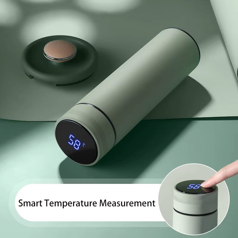 500ml Smart Stainless Steel Water Bottle with Temperature Display - Leakproof Vacuum Flask for Coffee, Milk & More - Perfect Christmas Gift!