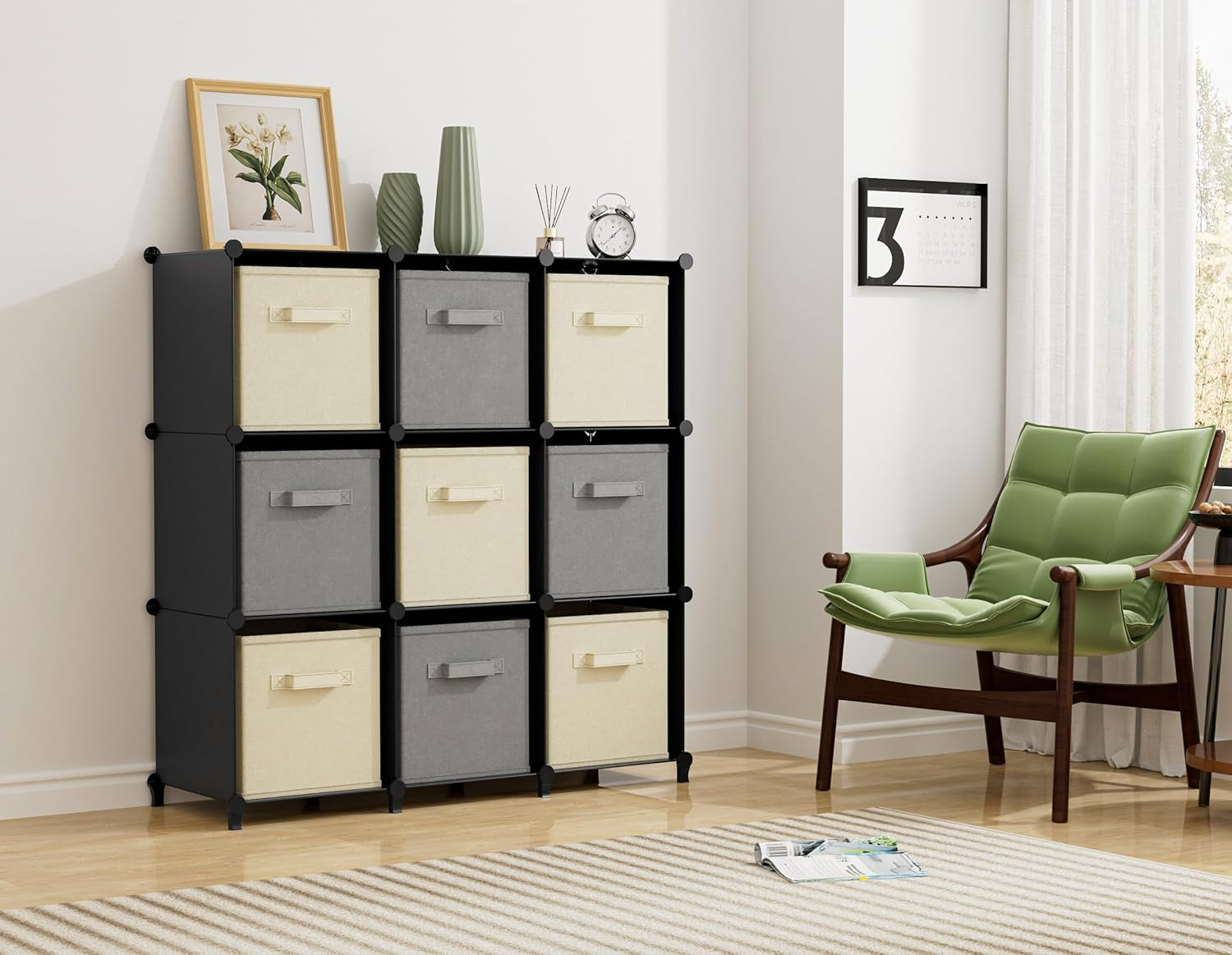Stylish 9-Cube Closet Organizer - Versatile Storage Solution for Bedroom, Kids Room, Bathroom, and More!