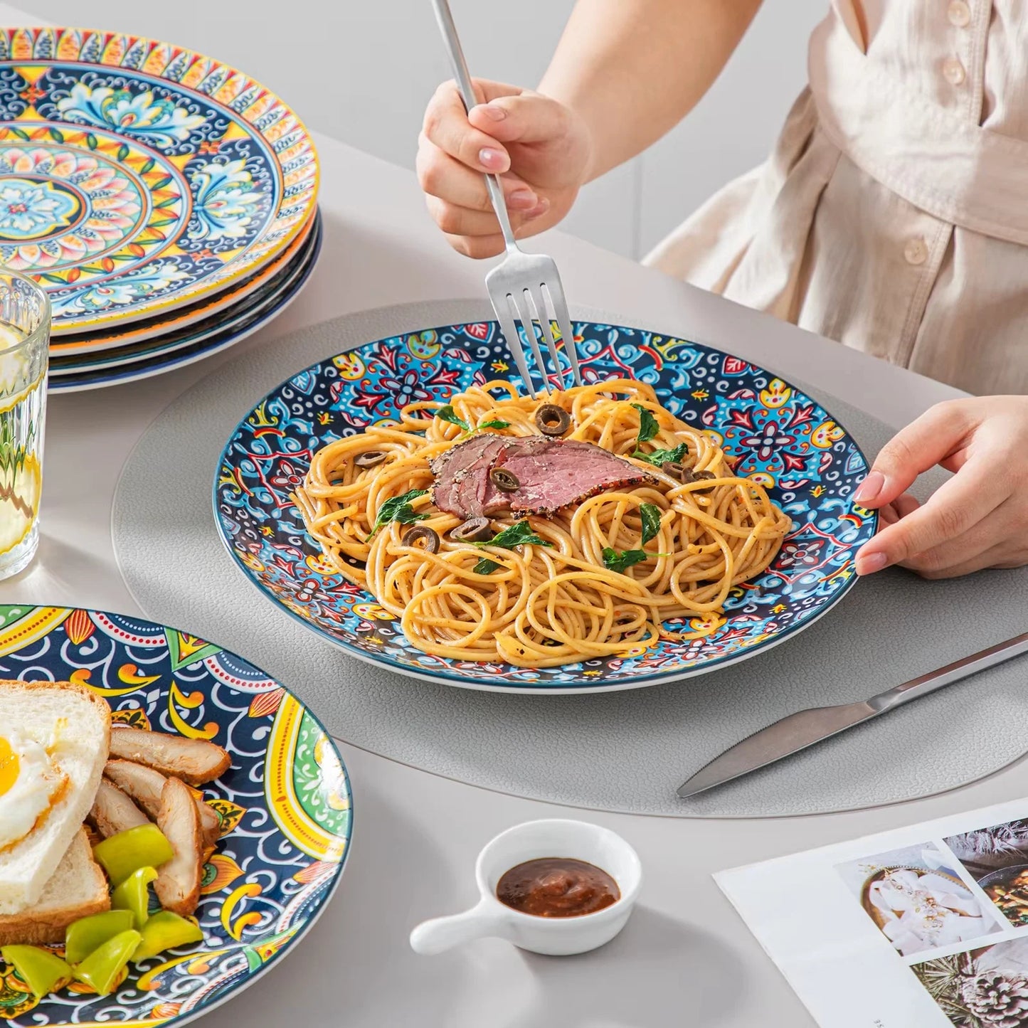 Transform Your Dining with the Vancasso Bohemian Ceramic Dinnerware Set – Stunning Stoneware Plates & Bowls for 6, Perfect for Every Occasion!