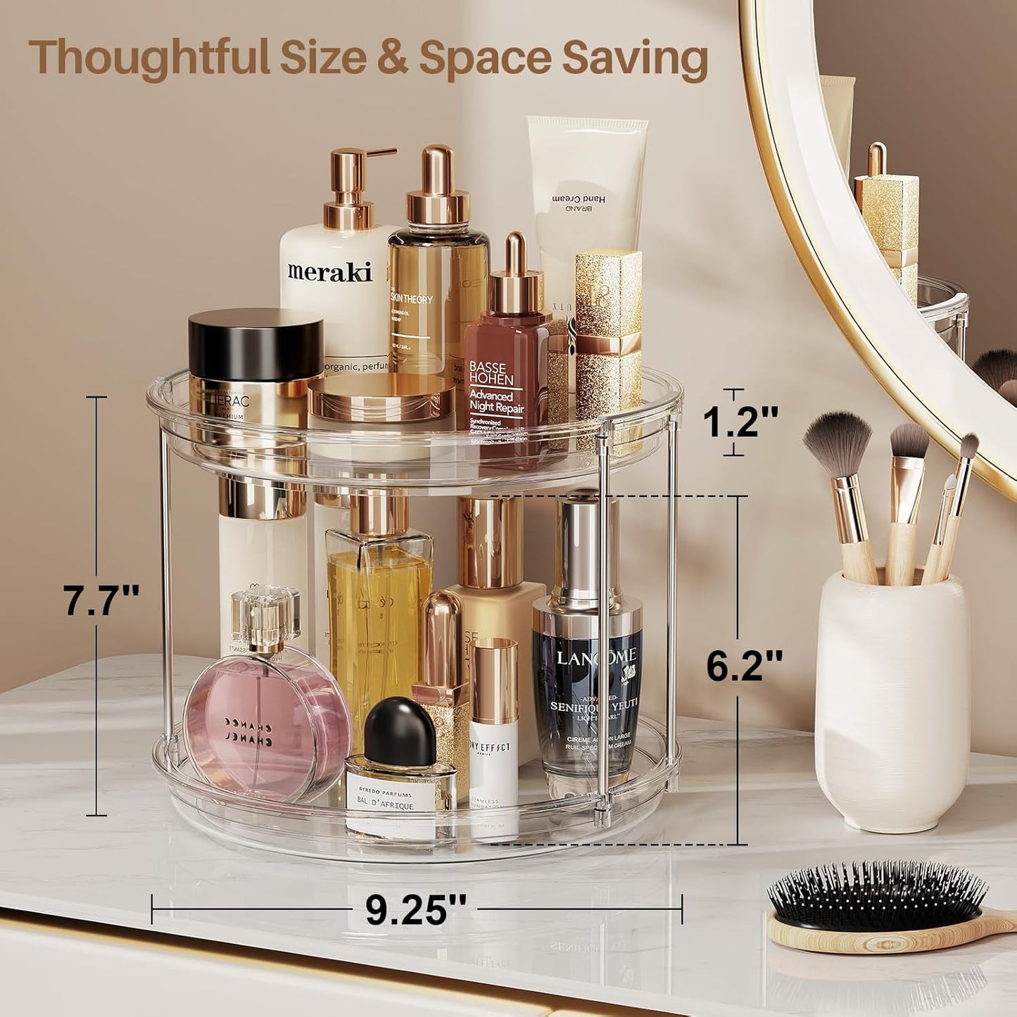 Maximize Your Space with the 2 Tier Lazy Susan Turntable Organizer - Perfect for Spices, Kitchen, Bathroom, and More!