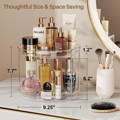 Maximize Your Space with the 2 Tier Lazy Susan Turntable Organizer - Perfect for Spices, Kitchen, Bathroom, and More!