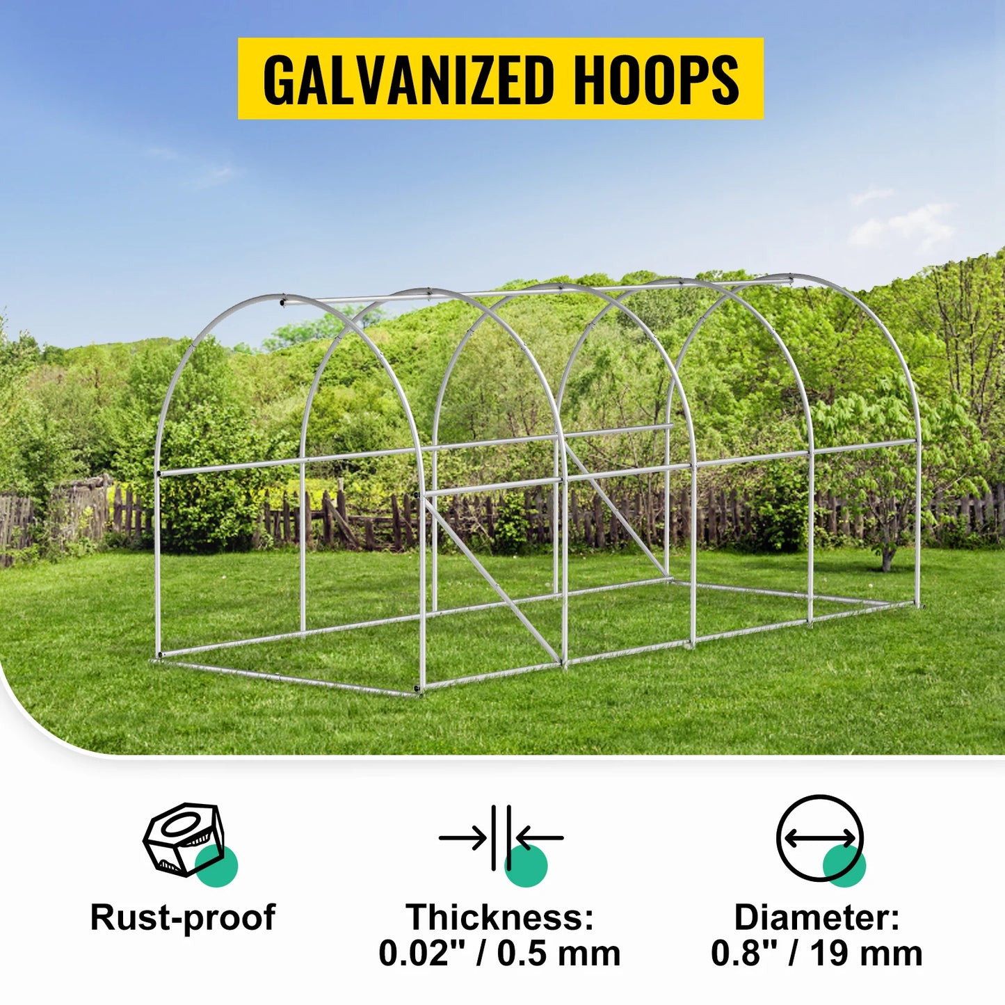 Durable Walk-In Tunnel Greenhouse with Galvanized Frame & Waterproof Cover - Multiple Sizes Available!