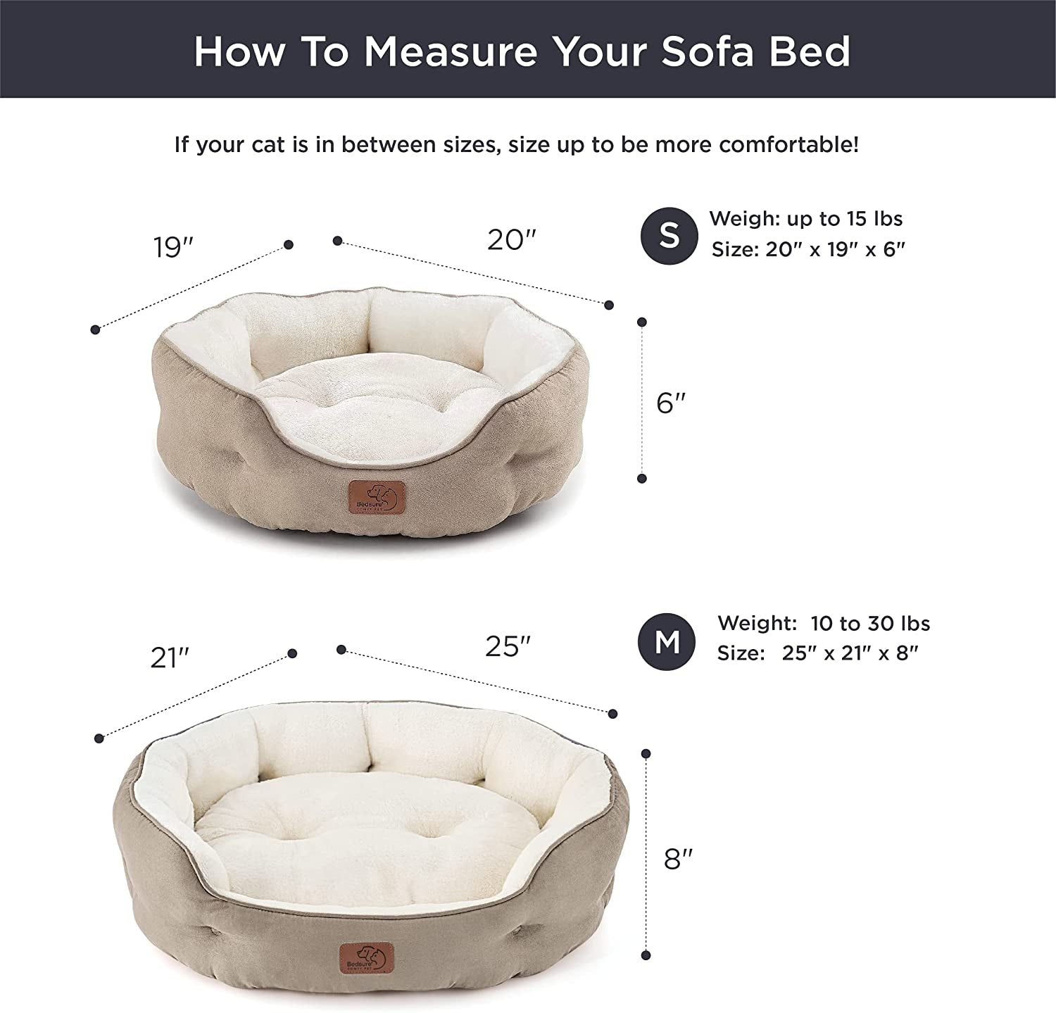 Cozy Round Dog & Cat Bed - 20" Washable Plush Pet Bed for Small Dogs & Indoor Cats, Anti-Slip Bottom, Easy to Clean, Camel Color