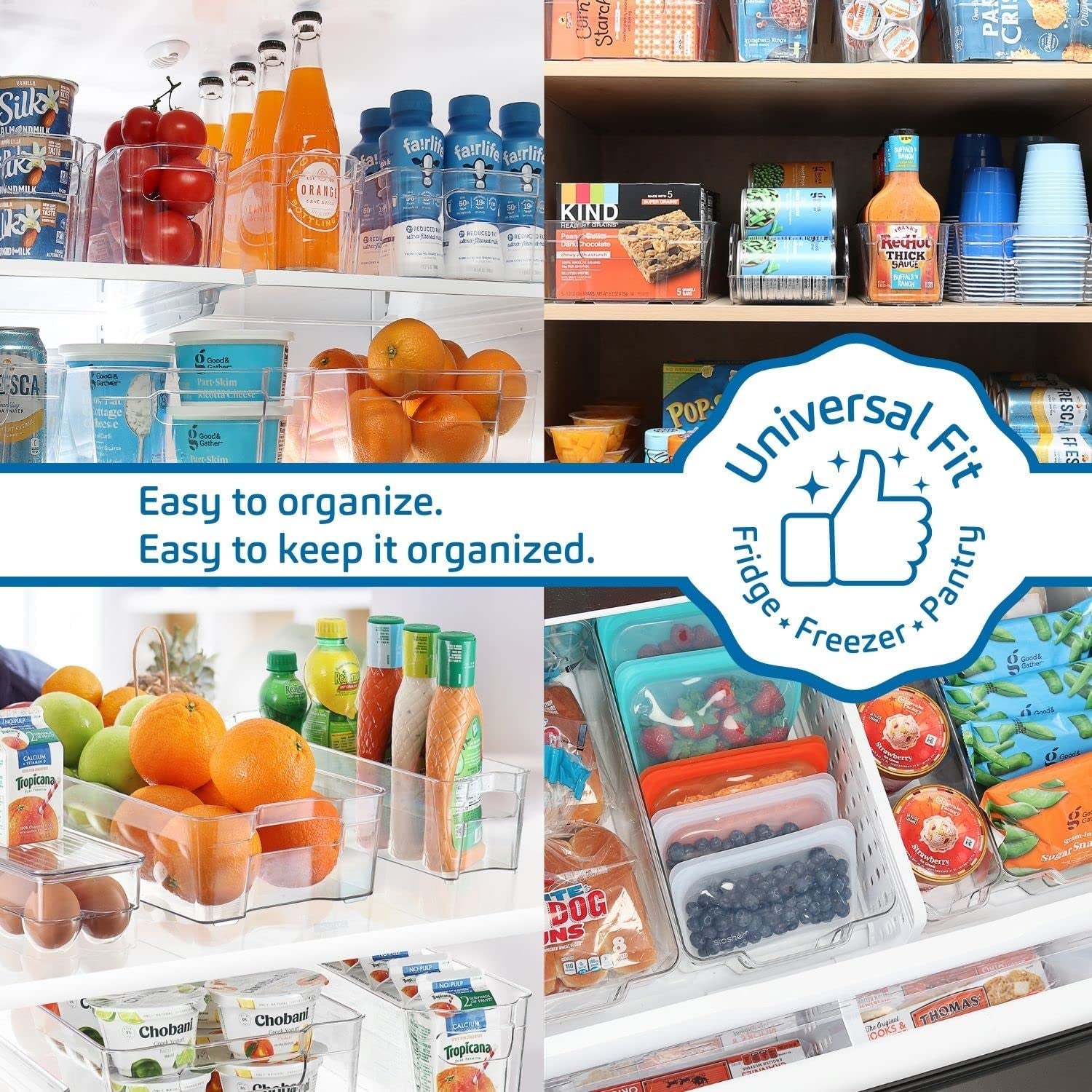 14-Piece Stackable Clear Fridge Organizer Bins - Acrylic Refrigerator and Freezer Storage Solution